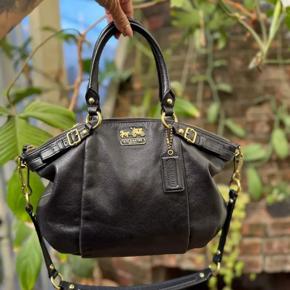 Coach Madison Sophia Black Leather Satchel Shoulder Bag 18609